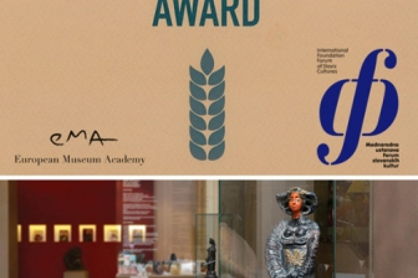 Logo takmičenja i organizatora i nagrada „Živa“ izložena u Galeriji Matice srpske